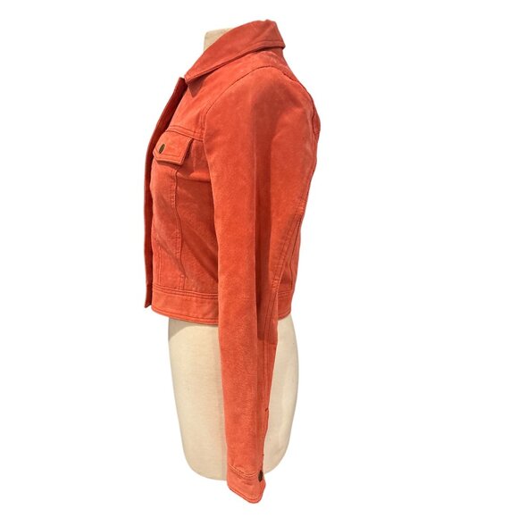 I Love H81 Womens Coral Faux Suede Cropped Jacket With Button Closures Size S - Picture 2 of 9